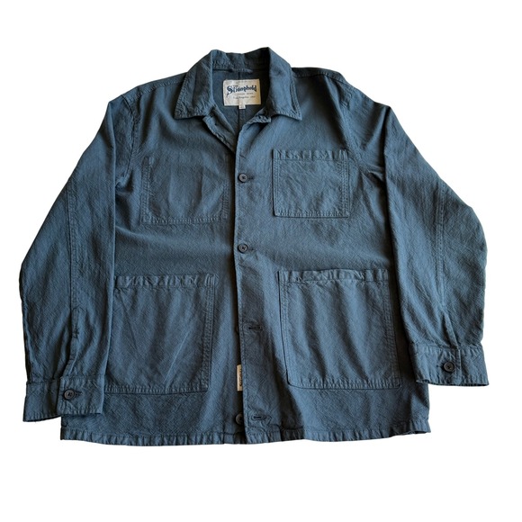 The Stronghold Los Angeles Utility Chore Barn Work Jacket Crinkle Blue Cotton XL - Picture 1 of 9
